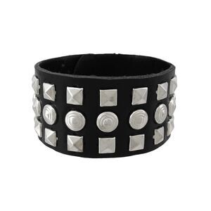 Black Vinyl Wristband with Pyramid/Chrome Studs